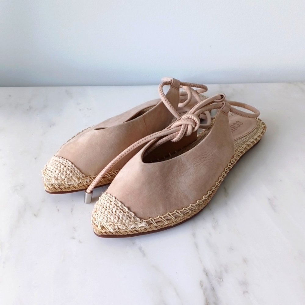SCHUTZ Nude Pink Espadrille Lace-Up Flats